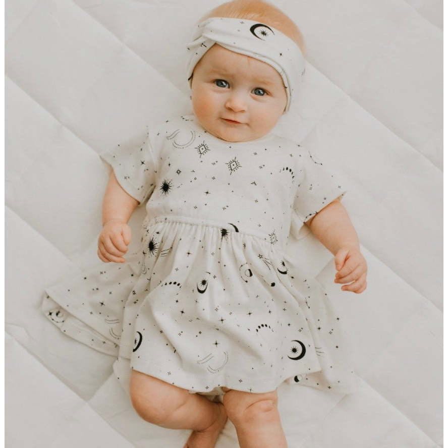 short sleeve twirl dress | celestial