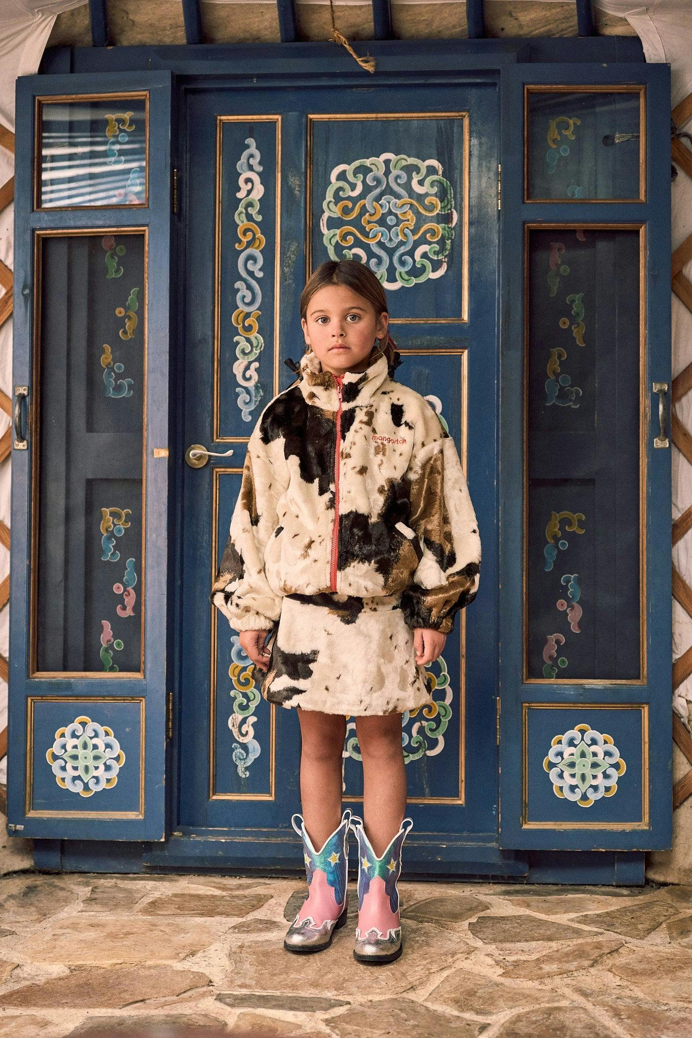 COW FUR SKIRT BEIGE