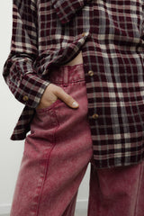 TNS Denim Woman Wide Leg Trouser Rumba Red
