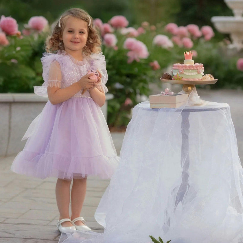 Dreamy Lilac Princess Tulle Birthday Dress for Girls