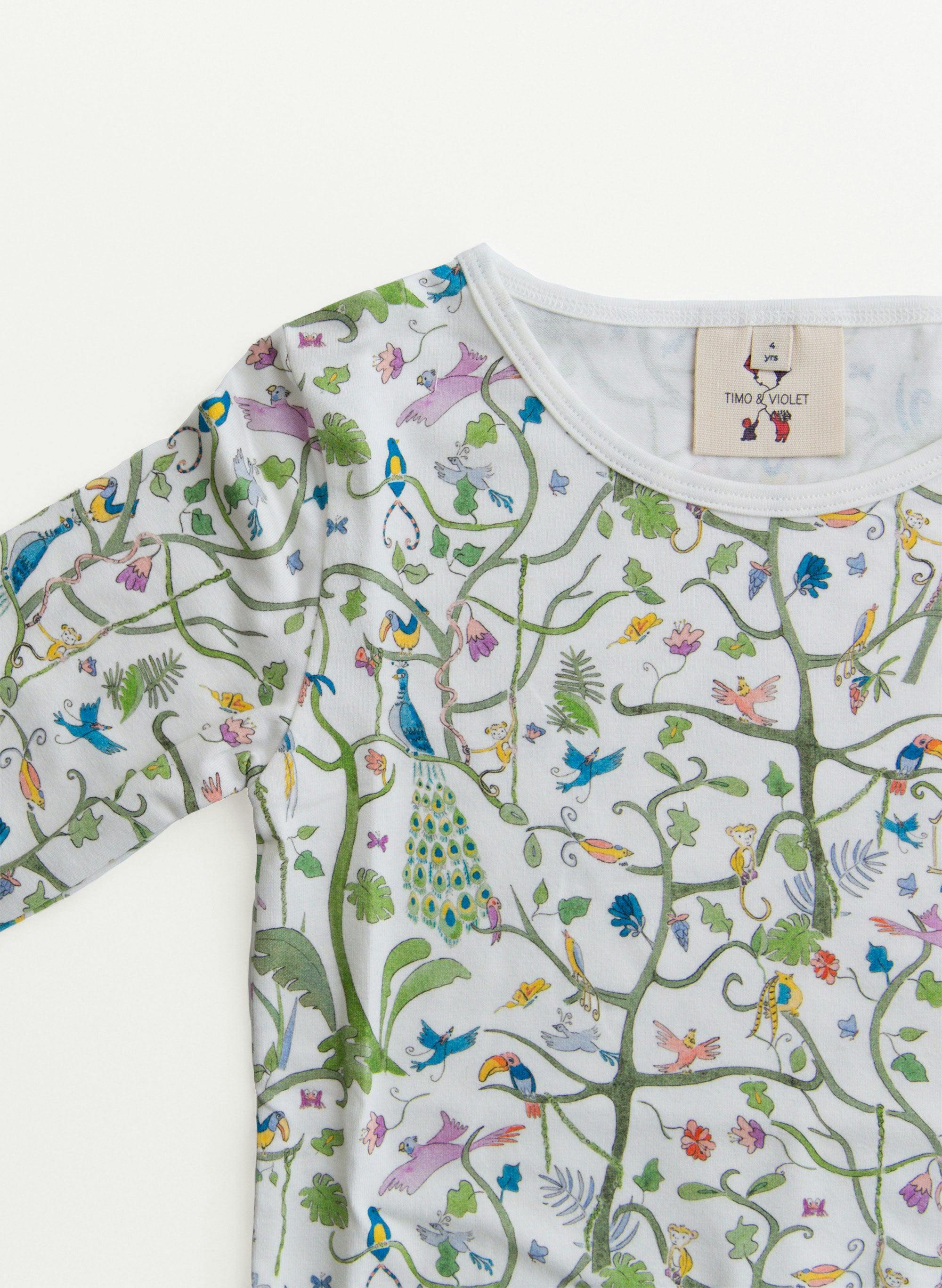 Children's Two Piece Organic Pajamas - Tropical Garden