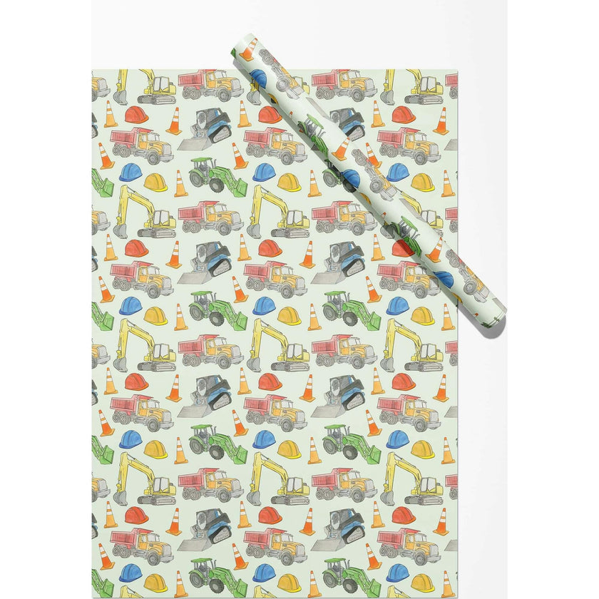 Construction Vehicles Gift Wrap
