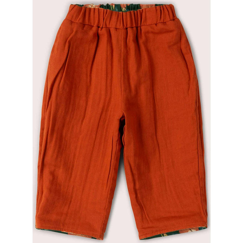 Orange Blooms Reversible Pull On Trousers, Green