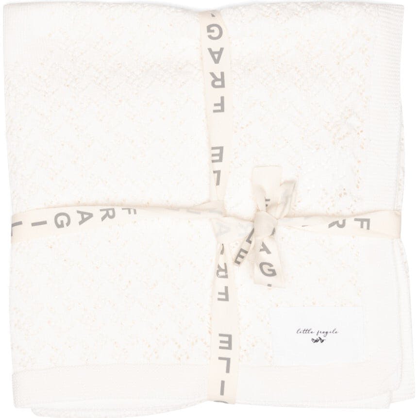 Lace Knit Blanket White