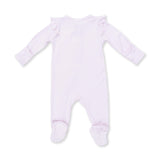 Cheer Pink Micro Stripe - 2 Way Ruffle Sleeve Zipper Footie