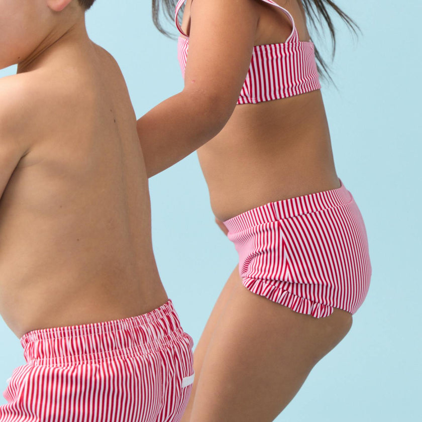girls gondola stripe bandeau bikini and swim shorts