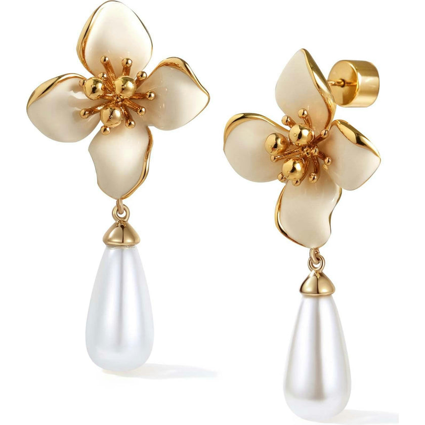 Iris Blossom Pearl Earrings