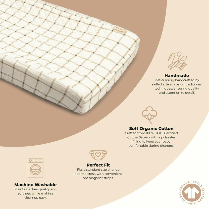 Organic Cotton Check Change Pad Cover