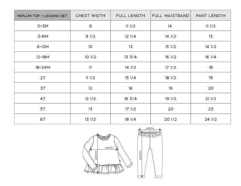 Girls Long Sleeve Peplum Set in Cherry Hearts