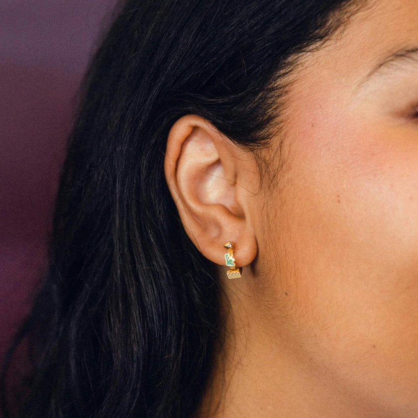 NYC 3D Huggie Hoop Earrings