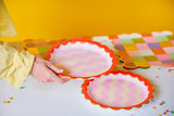 Packed Party Wavy Wishes 10ct Paper Dinner Plates | Gold Foil Scalloped Edge Birthday Party Plates |10 Inch Red and Purple Plates
