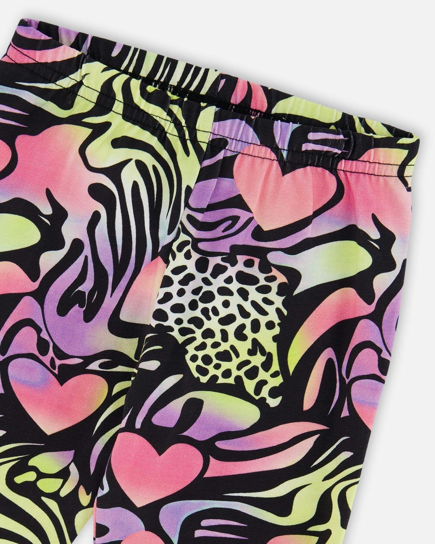 Organic Cotton Jersey Capri Black Printed Multicolor
