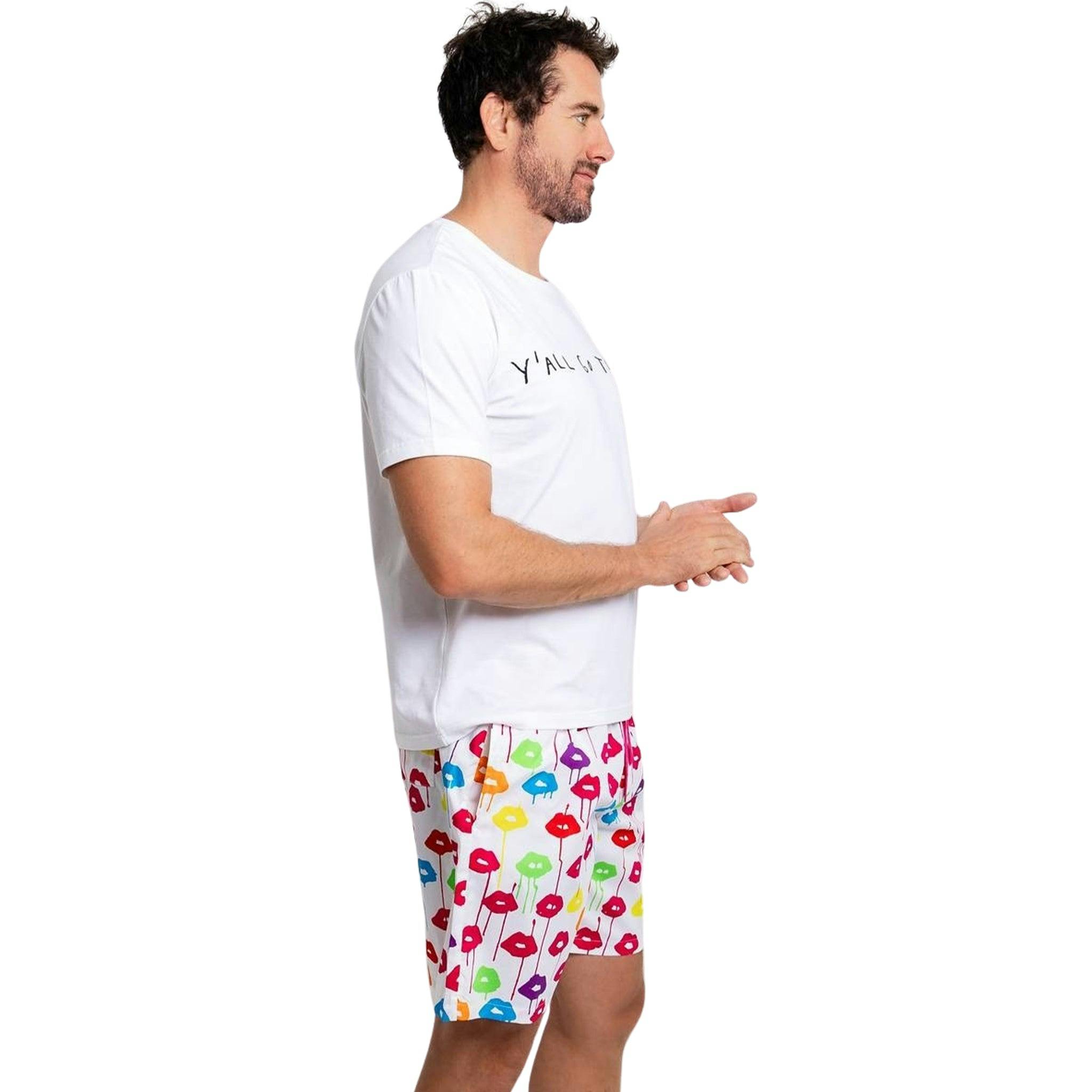 Men's Drawbertson Drippy Lips Sleep Shorts - Organic Cotton Poplin