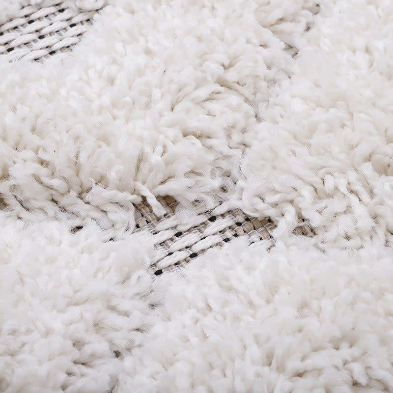 Homy Velvet Flat Woven Dotted Fringed Rectangular Rug