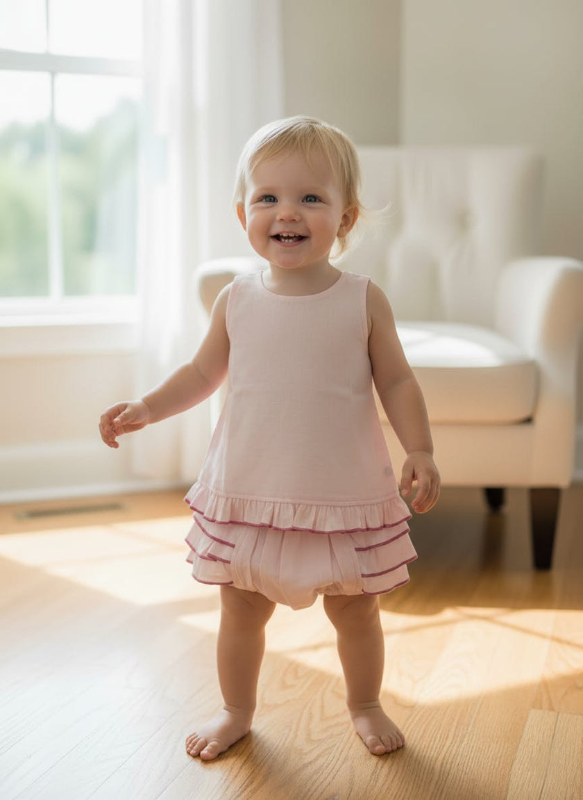 Shorts and Top with Ruffle Edge Soft Pink
