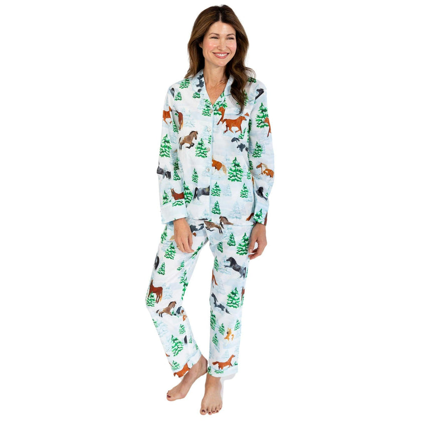 Women's Skydog Wild & Free Long PJ Set - Organic Cotton Poplin