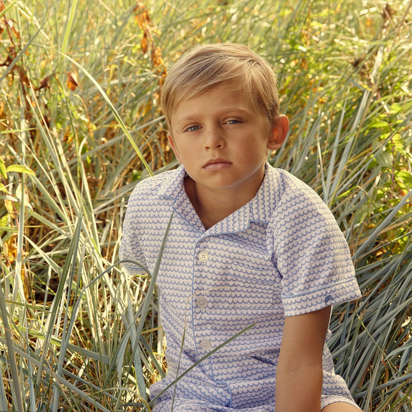 Kid's Twill Pajama Short Set in La Mer
