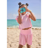 Pink Crystal Ruffle Short Set