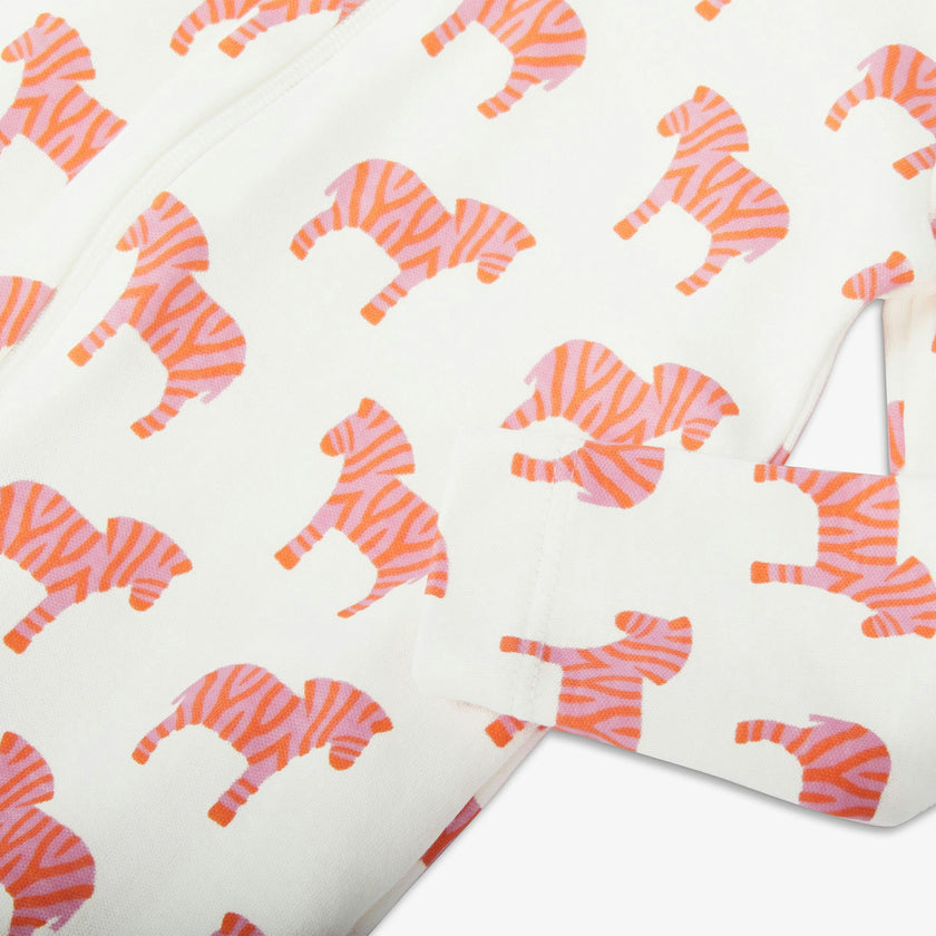 Baby organic animal friends zip footie