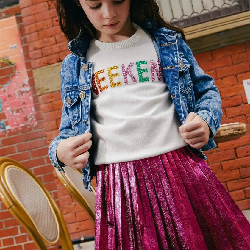 Foil Metallic Pleated Skirt