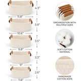 Beautiful Storage Basket Set of 5 - Modern Cotton Rope Baskets for Organizing Shelves - Perfect Bins for Nursery, Changing Table, Office and Living Room