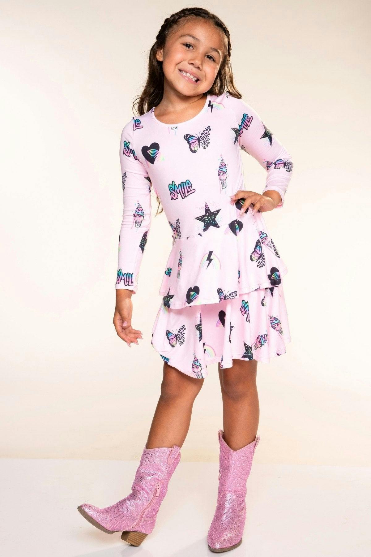 Simply Soft Long Sleeve Ruffle Skirt Dress