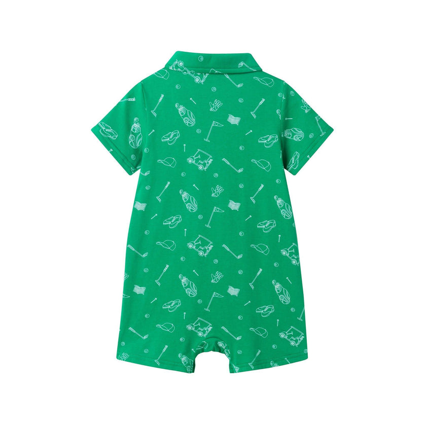 Printed Baby Romper | Green Golf