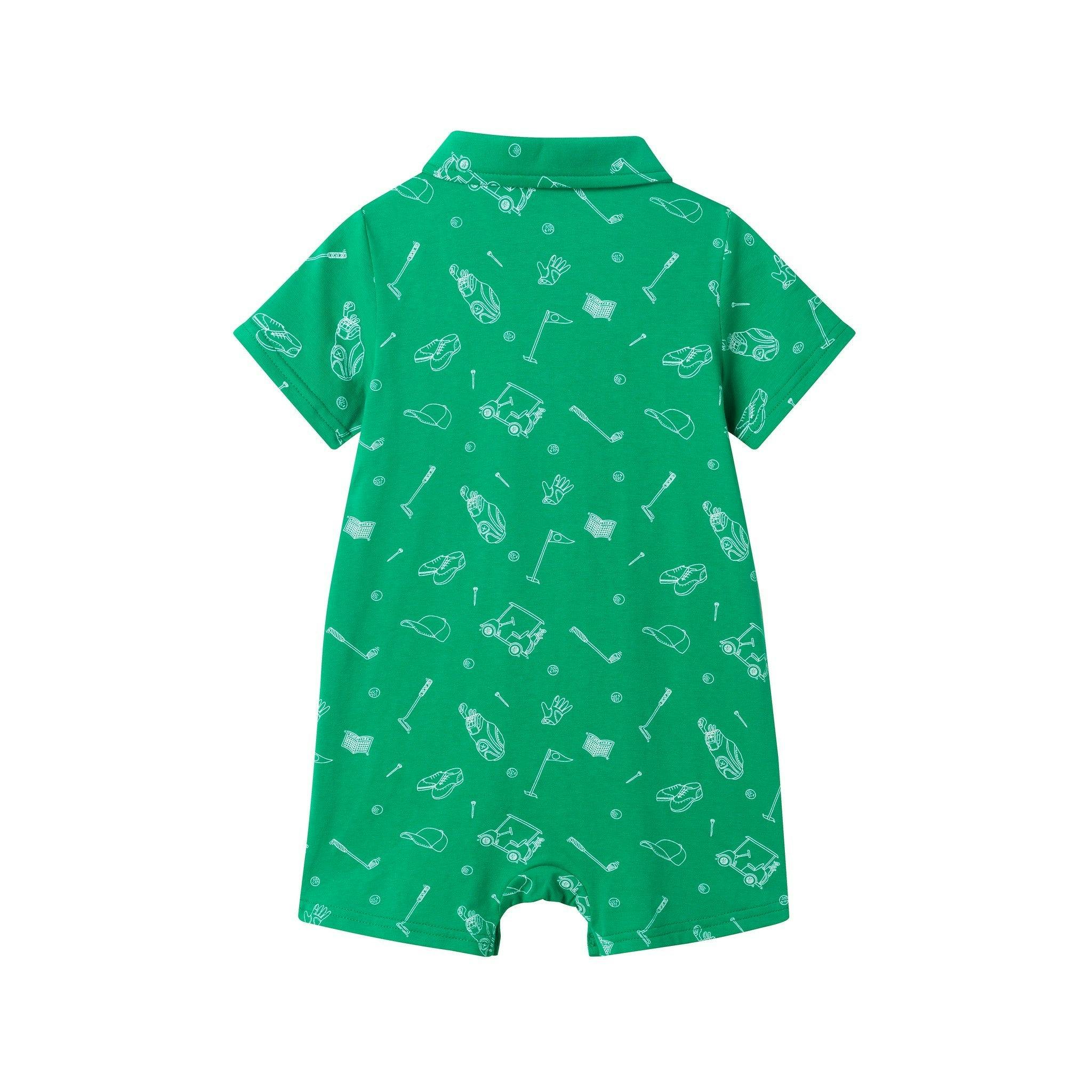 Printed Baby Romper | Green Golf