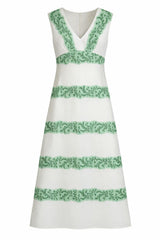 Annie Mint Trellis Floral Midi Dress