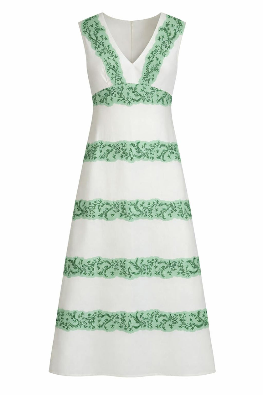 Annie Mint Trellis Floral Midi Dress