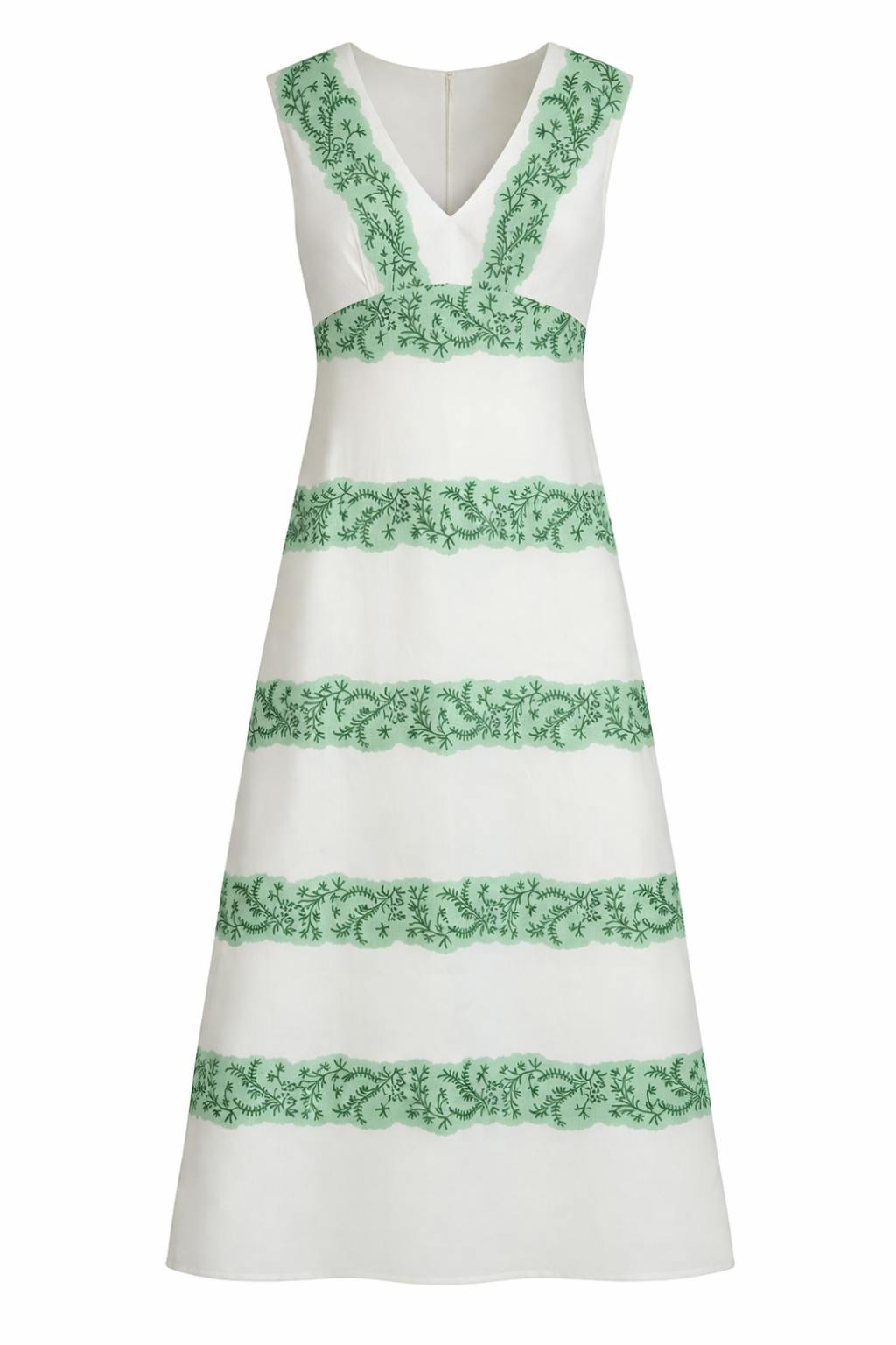 Annie Mint Trellis Floral Midi Dress