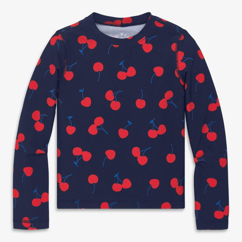 Clearance kids long sleeve swim top in cherries