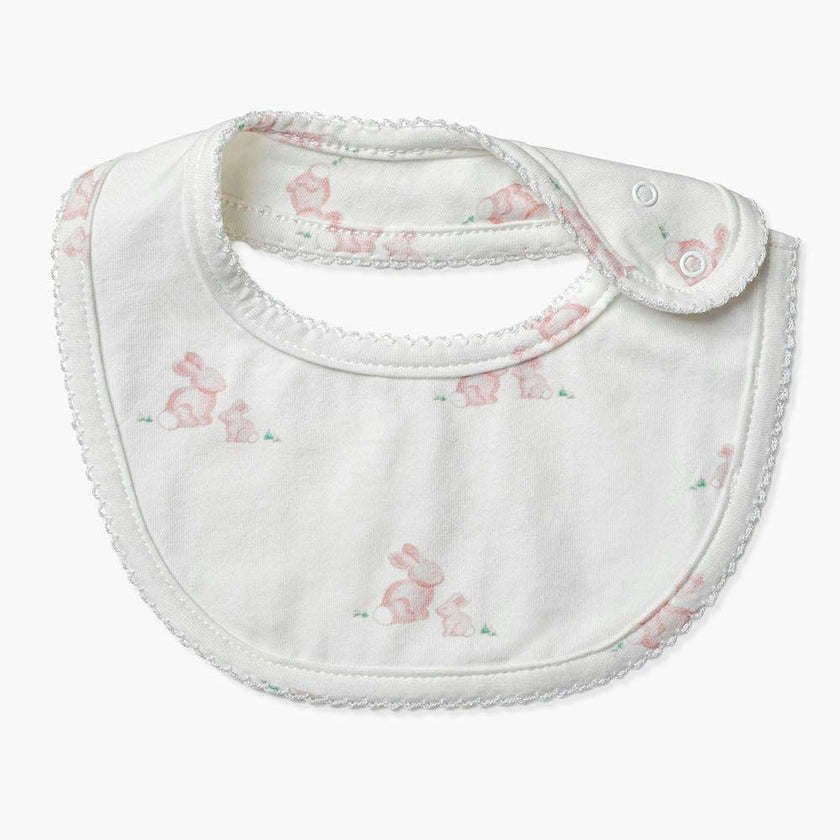 Baby Bib in Pale Pink Bunny