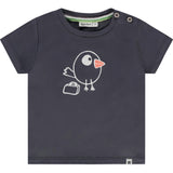 Bird Print Round Neck Short Sleeve T-Shirt
