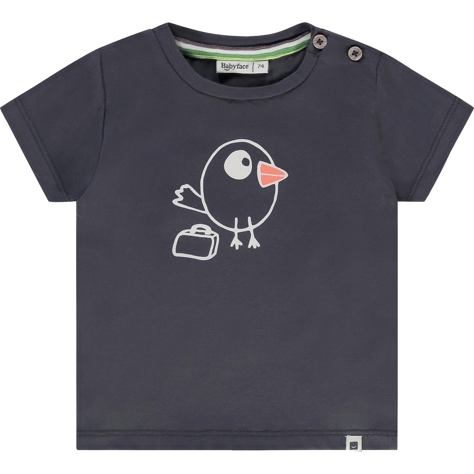 Bird Print Round Neck Short Sleeve T-Shirt
