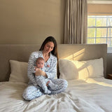 Hydrangeas Women's Button Front Long Pajama Set