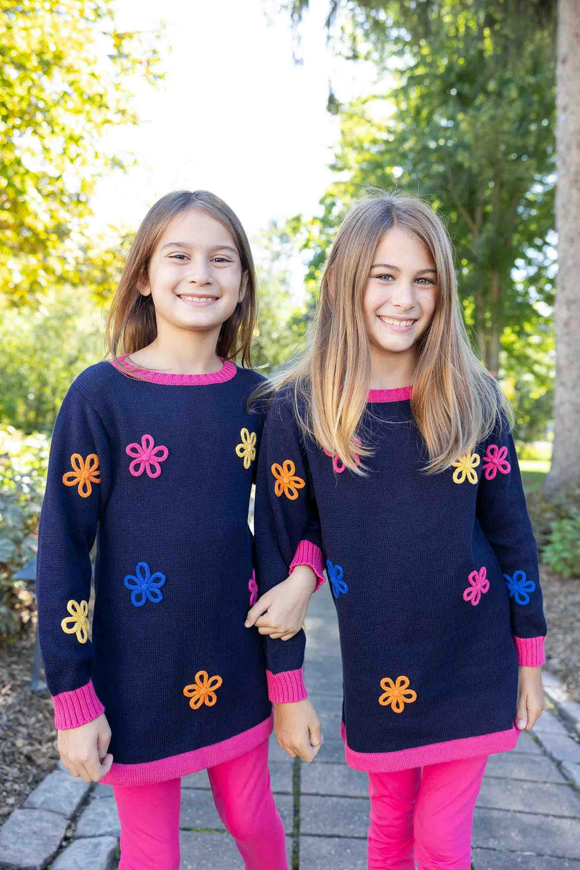Sweater Tunic With Flowers And Leggings