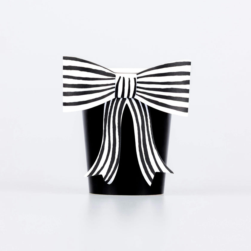 Black & White Stripy Bow Cups