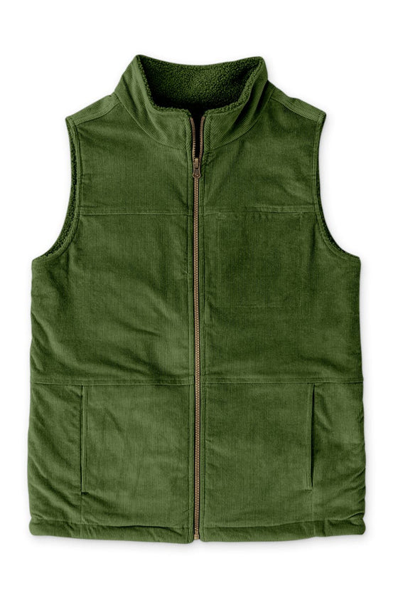 SHERPA/CORDUROY REVERSIBLE VEST | SPRUCE