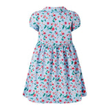 Blue Smocked Button-Front Dress