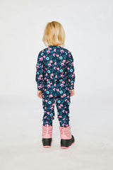 One Piece Thermal Underwear Blue Floral Print