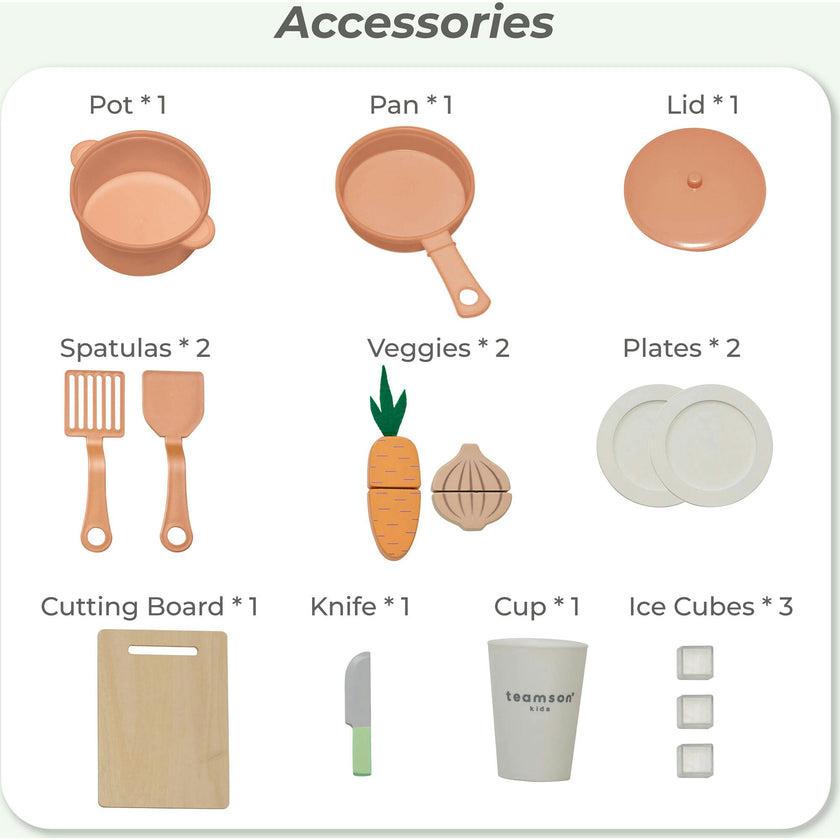 Teamson Kids Little Chef St. Louis Wooden Play Kitchen with 15 Accessories
