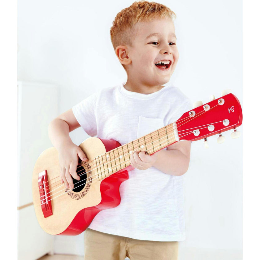 First Musical Guitar: Red Flame - Kid's Wooden Instrument
