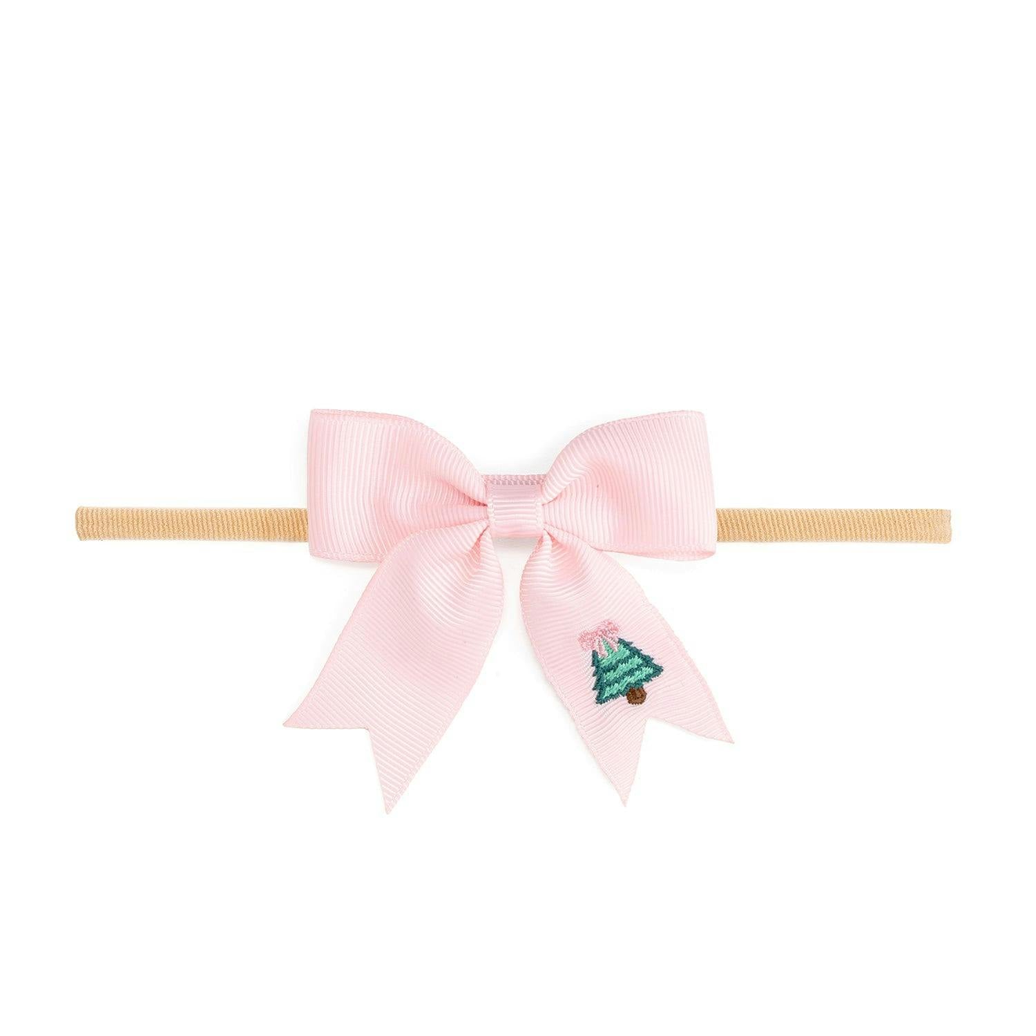 Christmas Tree Embroidered Bow Baby Headband