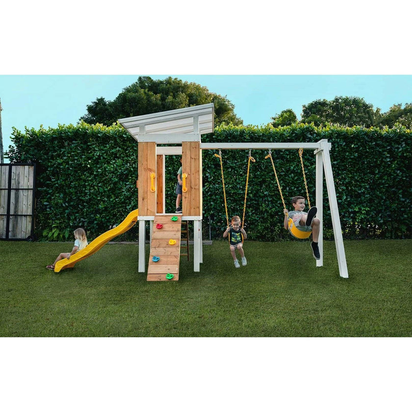 Forest - Modern Backyard Outdoor Swing Set 2 Swings And Trapeze Bar