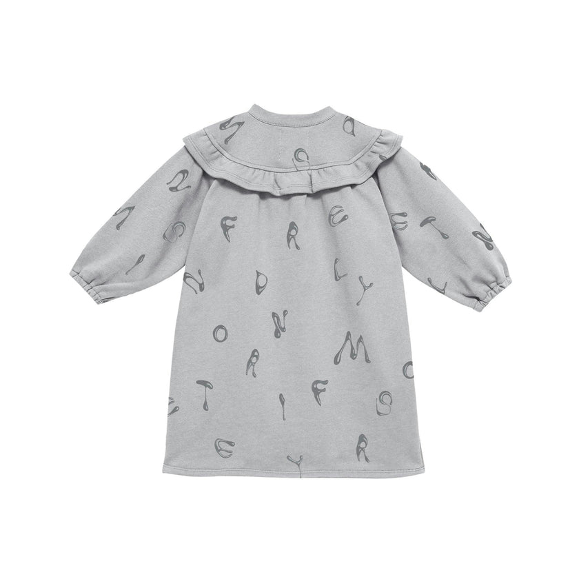 Girls Terry Dress With Ruffled Yolk