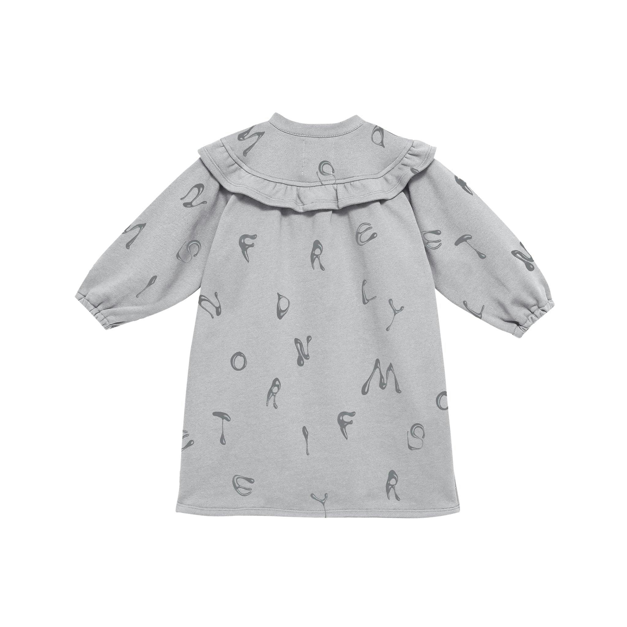 Girls Terry Dress With Ruffled Yolk
