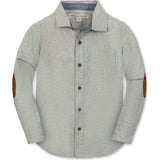 Organic Long Sleeve Flannel Button Down Shirt with Elbow Patches, Grey