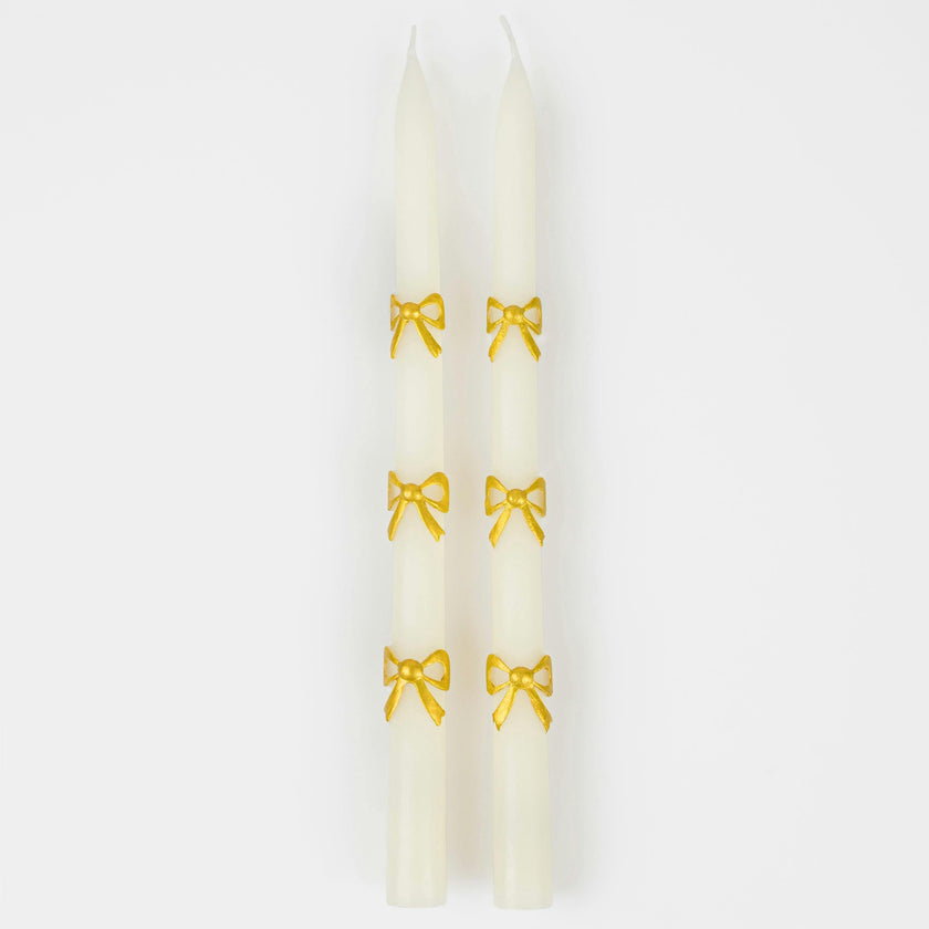 Gold Bow Taper Candles