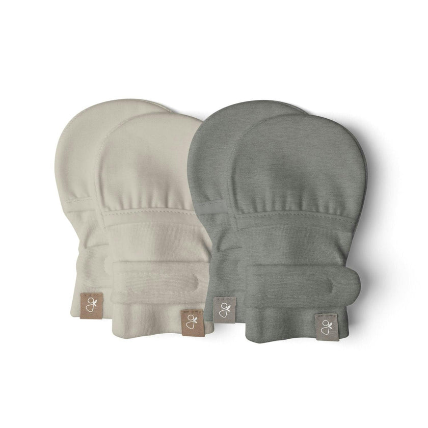 STAY ON 2-PACK MITTS | BOULDER + BIRCH — Bamboo Organic Cotton Blend, 0–6M
